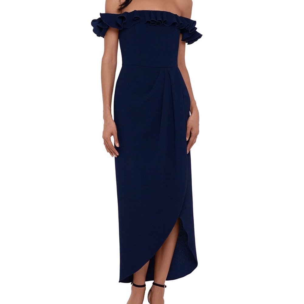 XSCAPE Ruffle Off-The-Shoulder Gown - Picture 2 of 3